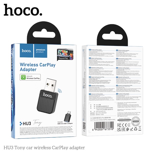 Hoco HU3 Tony car wireless CarPlay adapter