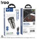 iRoo CR38C | Fast 38W Dual Ports (1xC/1xA) Car Charger with USB C-C Cable