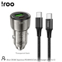 iRoo CR38C | Fast 38W Dual Ports (1xC/1xA) Car Charger with USB C-C Cable