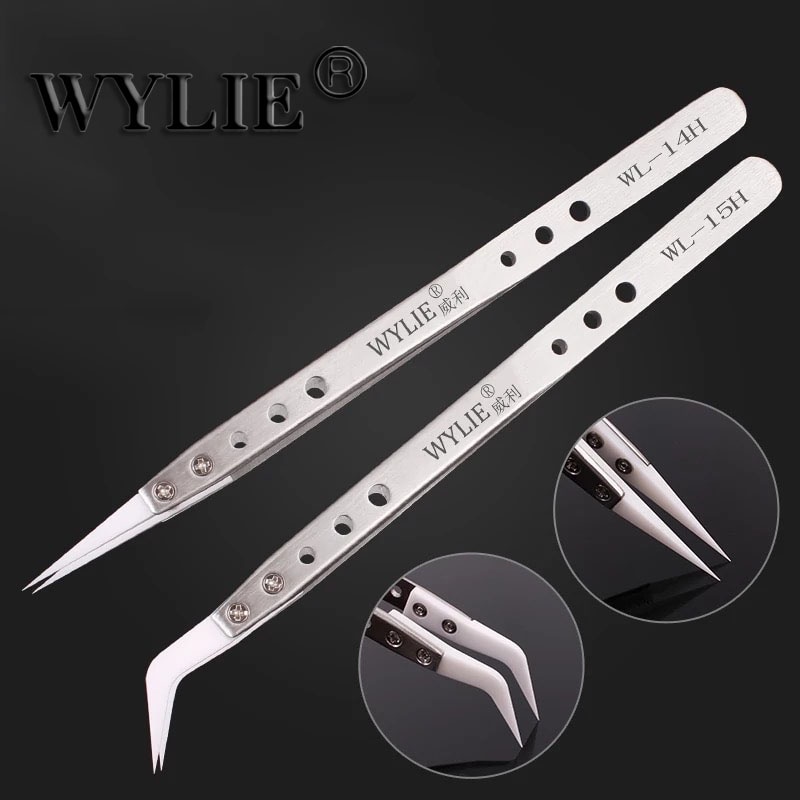 [TOL4-3] WYLIE WL-15H | Stainless Steel Ceramics Tweezers - Curved Head