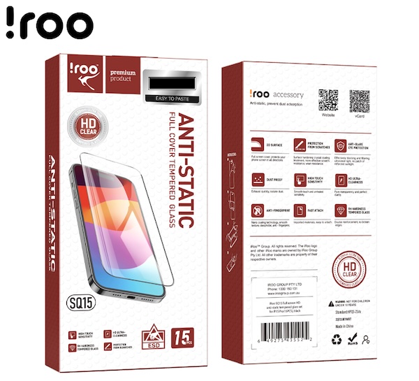 iRoo SQ15 [PACK 15] Full Glass | iPhone 15 Pro