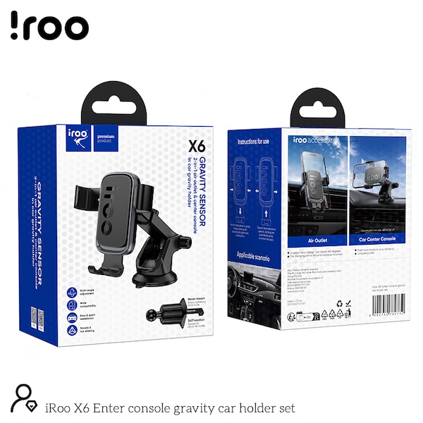iRoo X6 | Gravity phone holder for Car Windscreen/Dashboard/Air Vent